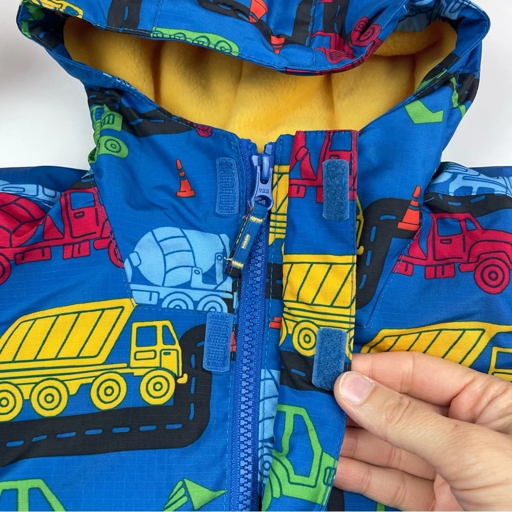The Children's Place Blue Yellow Truck Full Zip Hooded Coat Jacket Boy 2T